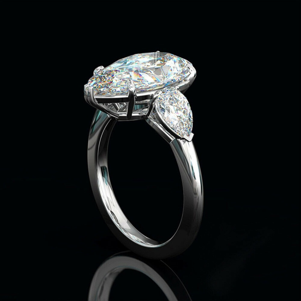 New 925 Silver Pear Cut White Sapphire Ring - Picture 2 of 3